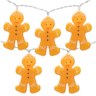 10-Count LED Orange Gingerbread Men Christmas Fairy Lights, 4ft, Copper Wire